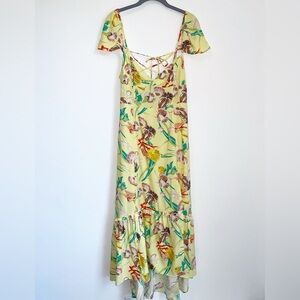 Urban Outfitters Seashell Siren Yellow Lace Up Back Dress